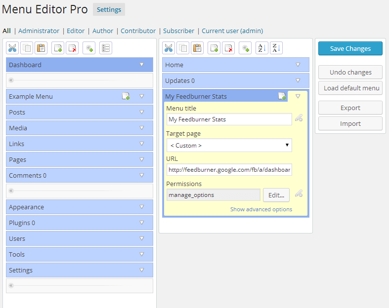 menu-editor-interface