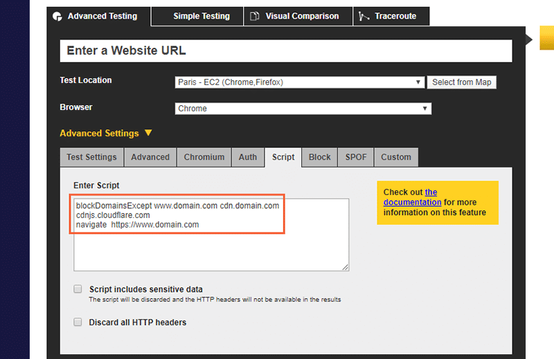 WebPageTest-Advanced-Script-Tab-Block-Domains