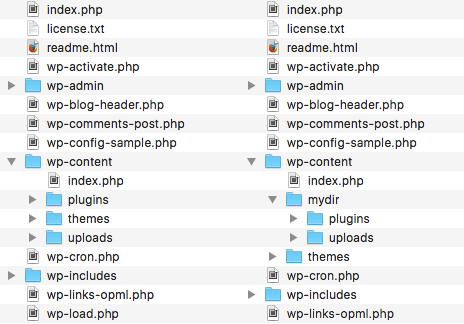 The image shows the built-in file structure compare