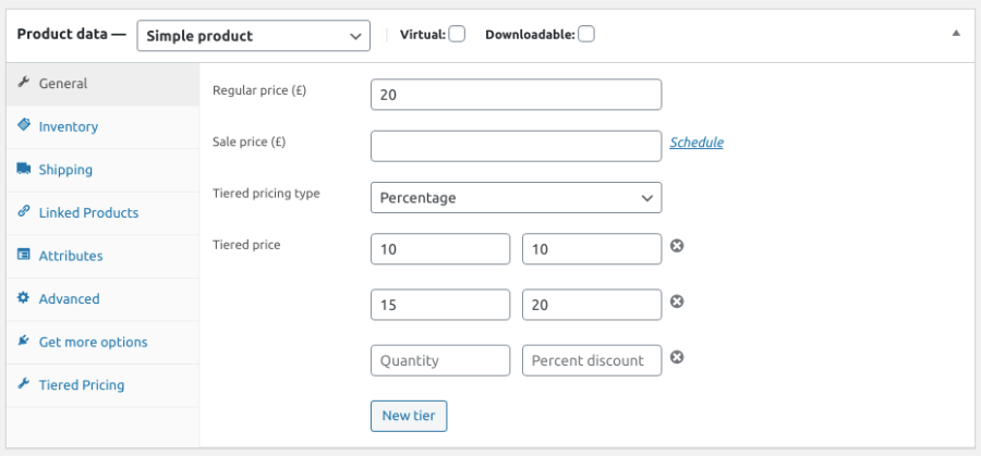 Tiered Pricing backend set up