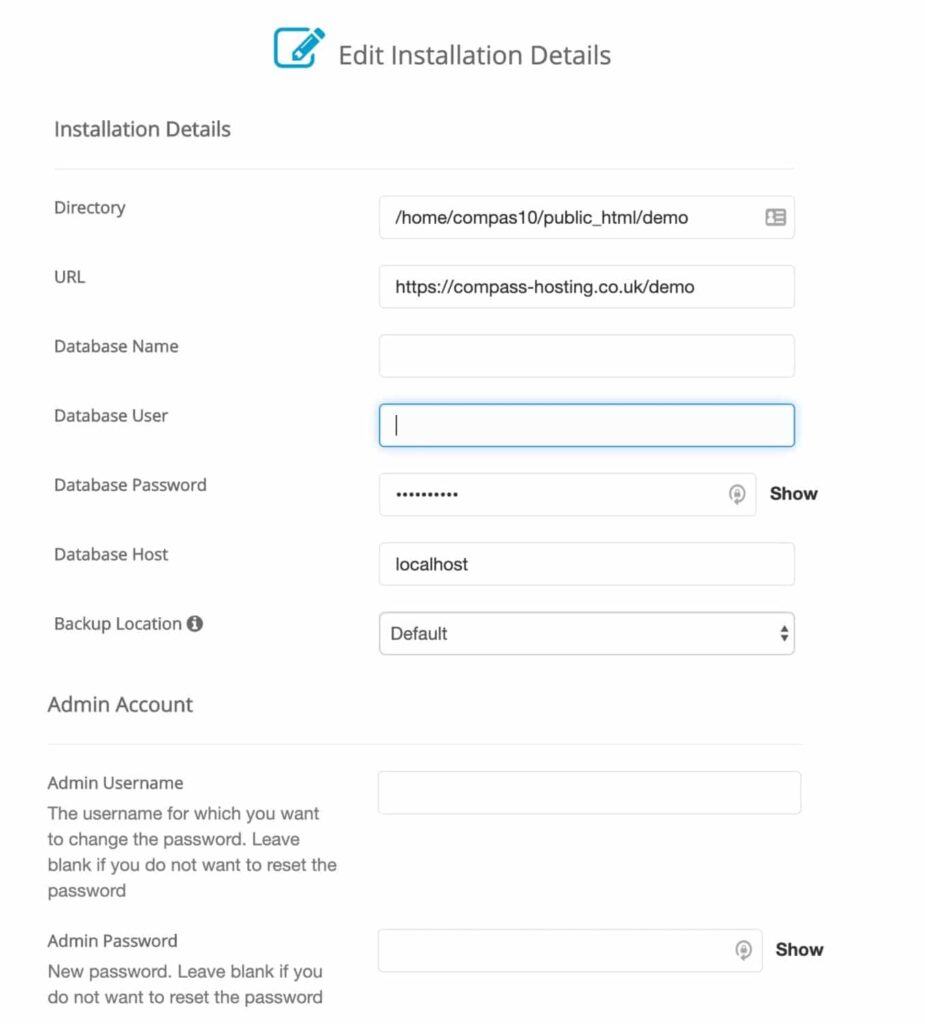 Auto-installer-installation-editing-screen