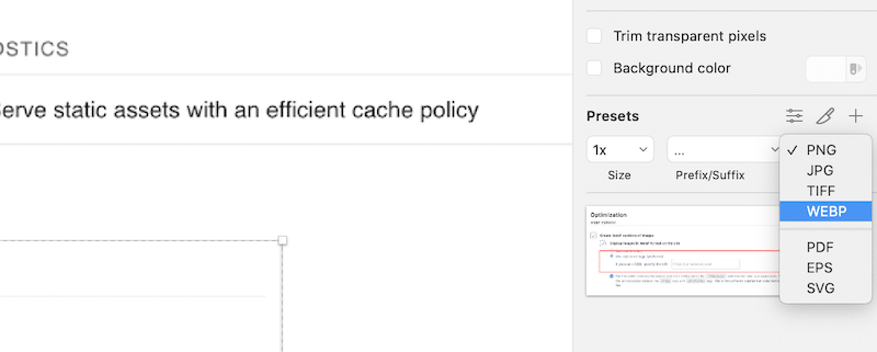 WebP export