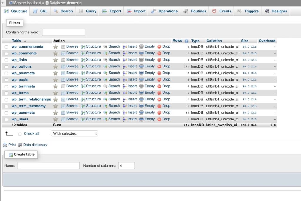 The-database-in-phpMyAdmin
