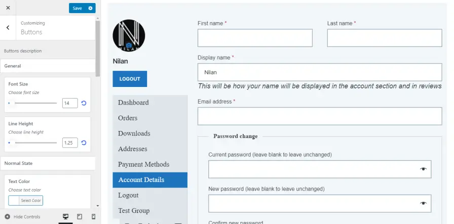 Customize-button
